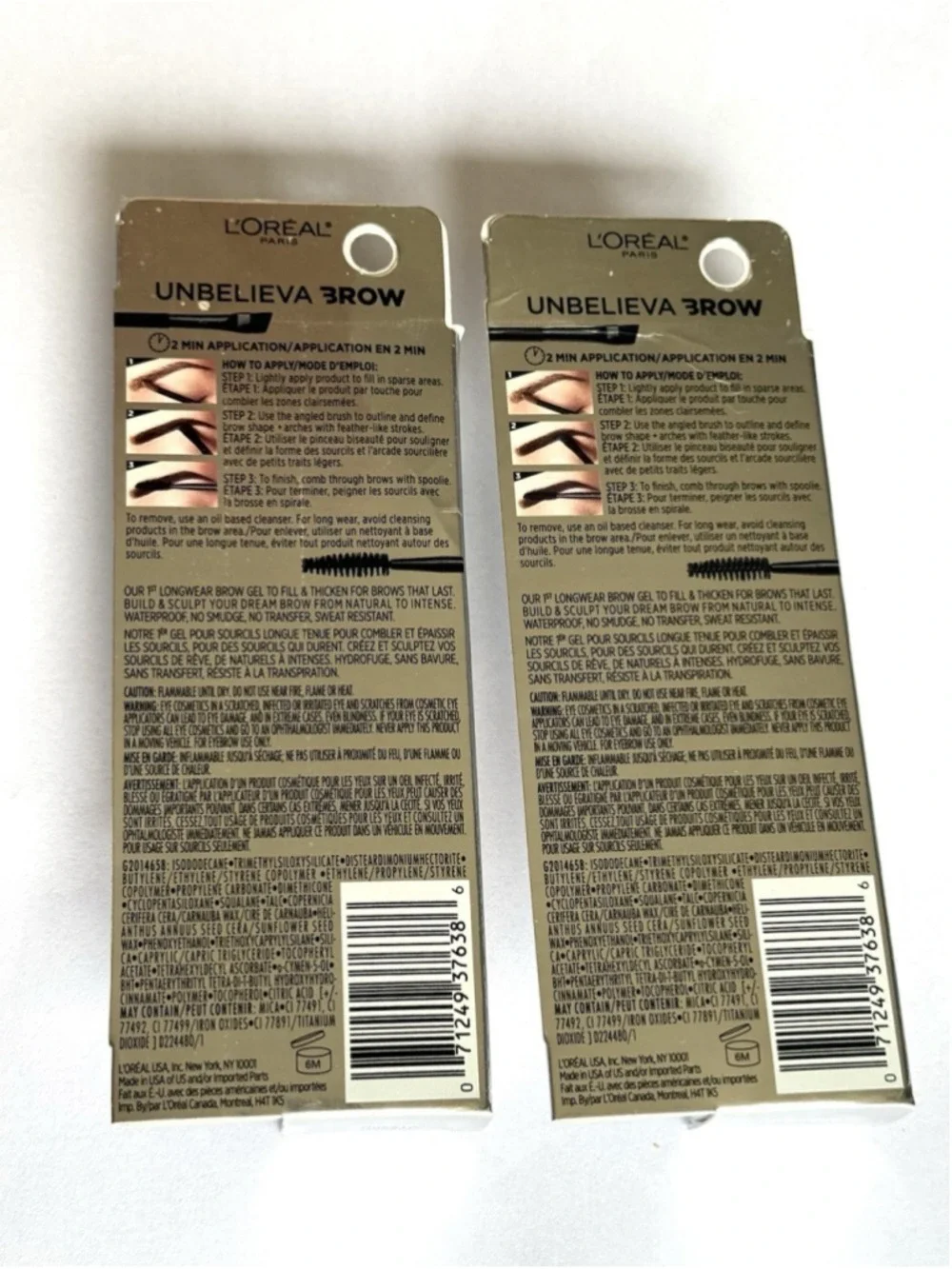 L’Oreal Unbelieva Brow Longwear Brow Gel 560 Blonde 0.15 fl oz Set Of 2 New